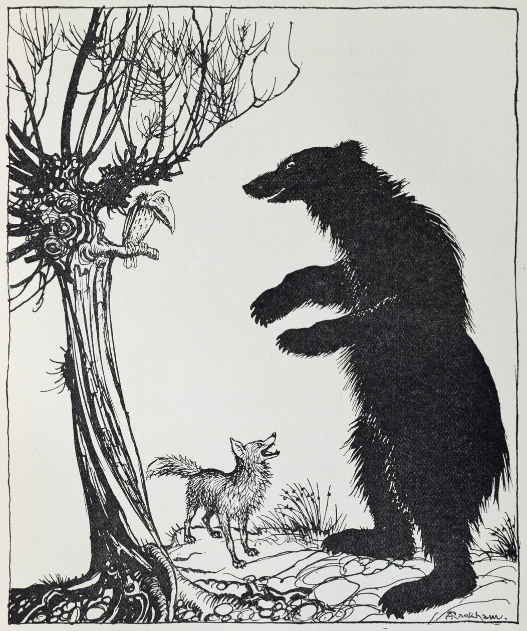 A medve és a róka, illusztráció az „Aesop