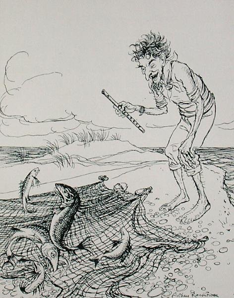 The Fisherman Piping, illusztráció az „Aesop
