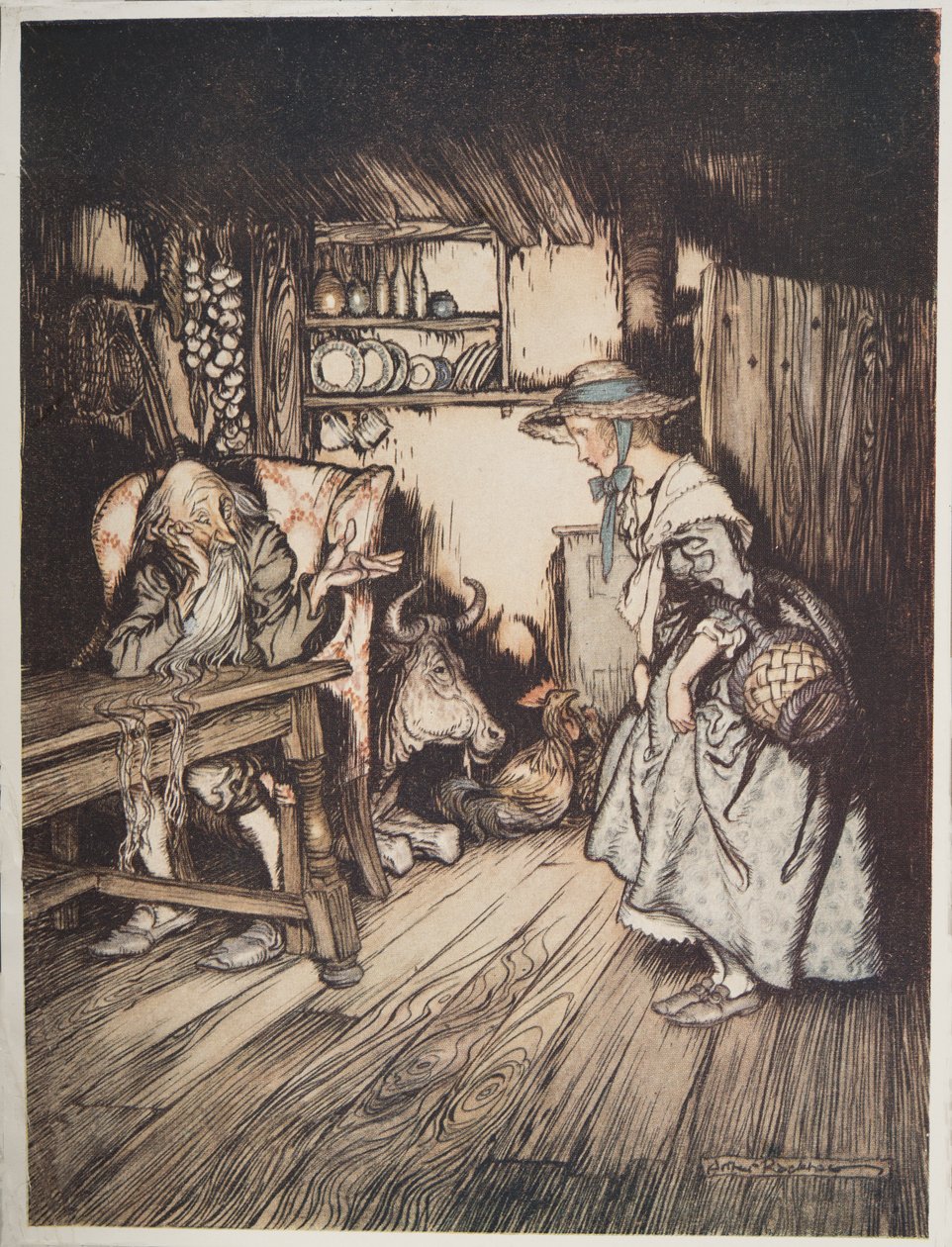 A kunyhó az erdőben, a Little Brother & Little Sister és a Grimm testvérek egyéb meséiből, pub.1917 alkotó: Arthur Rackham