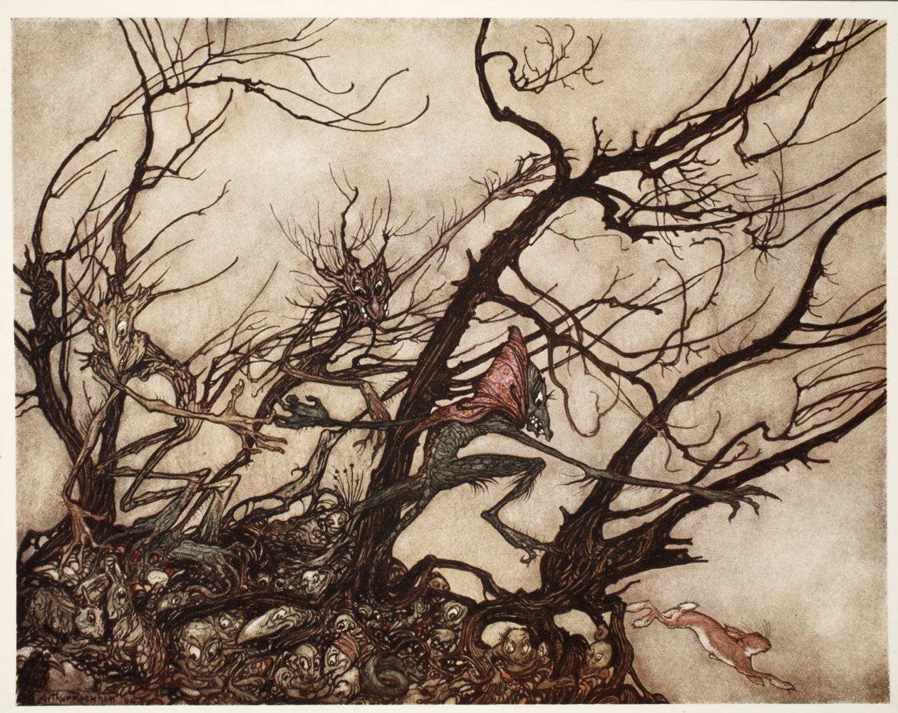 Az indiánok a szellemek lakhelyének tekintették őket. Rip Van Winkle-től Washington Irving, kocsma. 1910 alkotó: Arthur Rackham