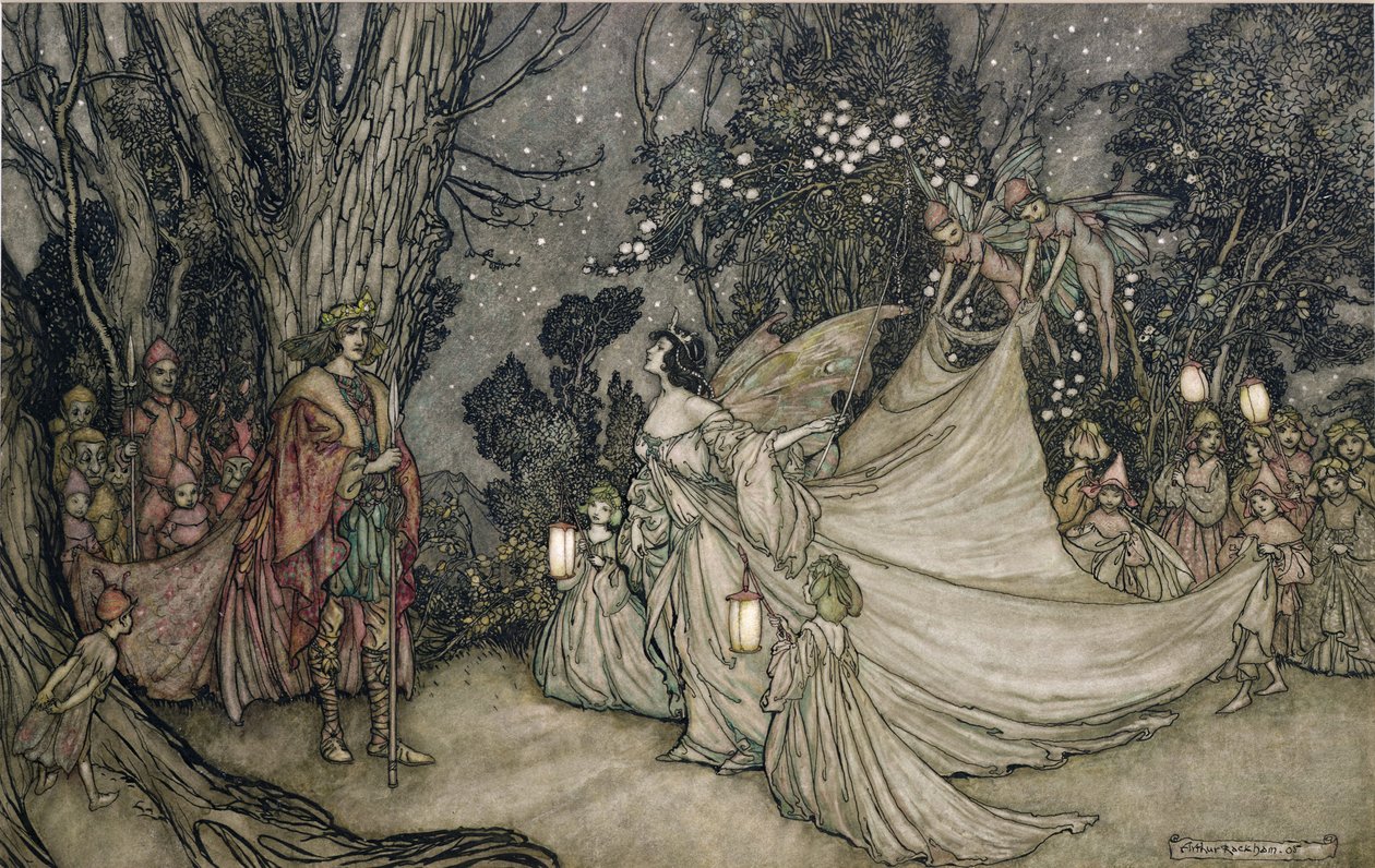 Oberon és Titánia találkozása alkotó: Arthur Rackham