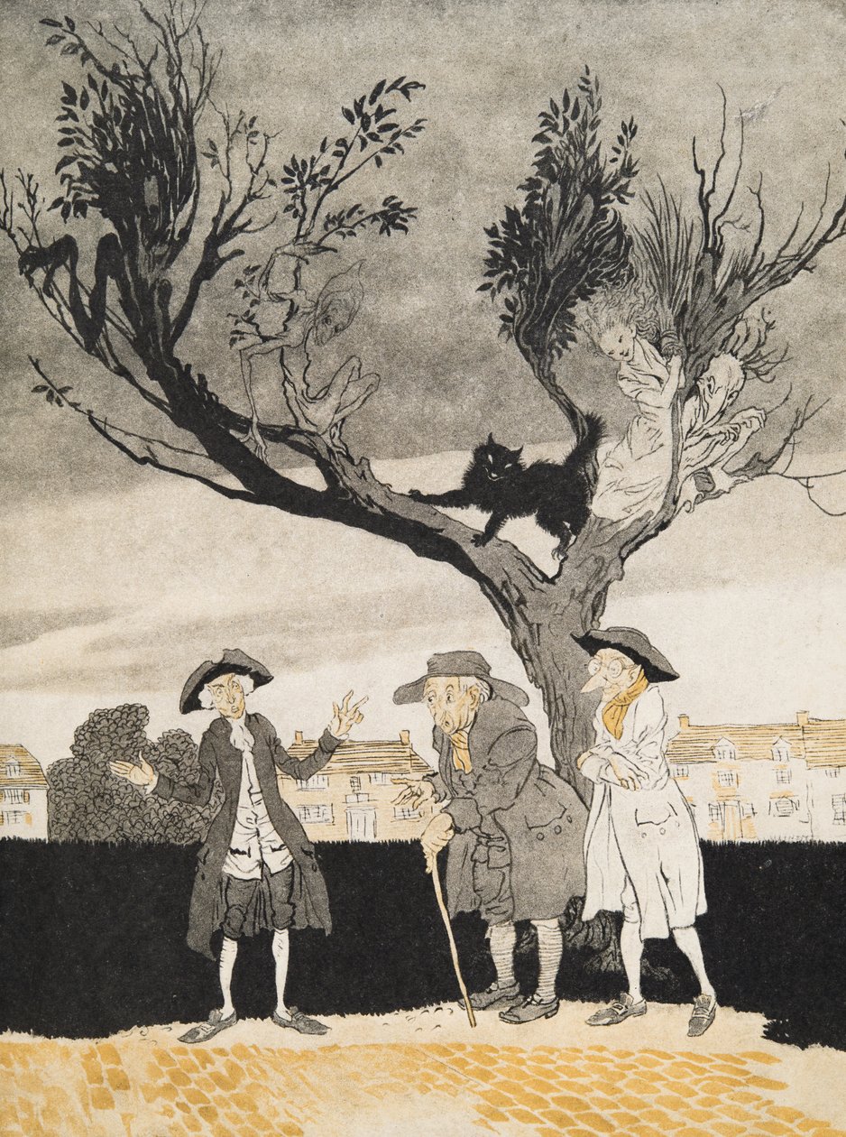 The Men of Sleepy Hollow (Belső borító) a The Legend of Sleepy Hollow című filmből, Washington Irving (1783-1859), pub. 1928 alkotó: Arthur Rackham