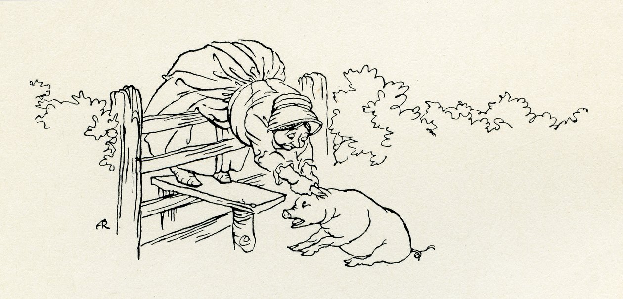 Az öregasszony és a disznója alkotó: Arthur Rackham