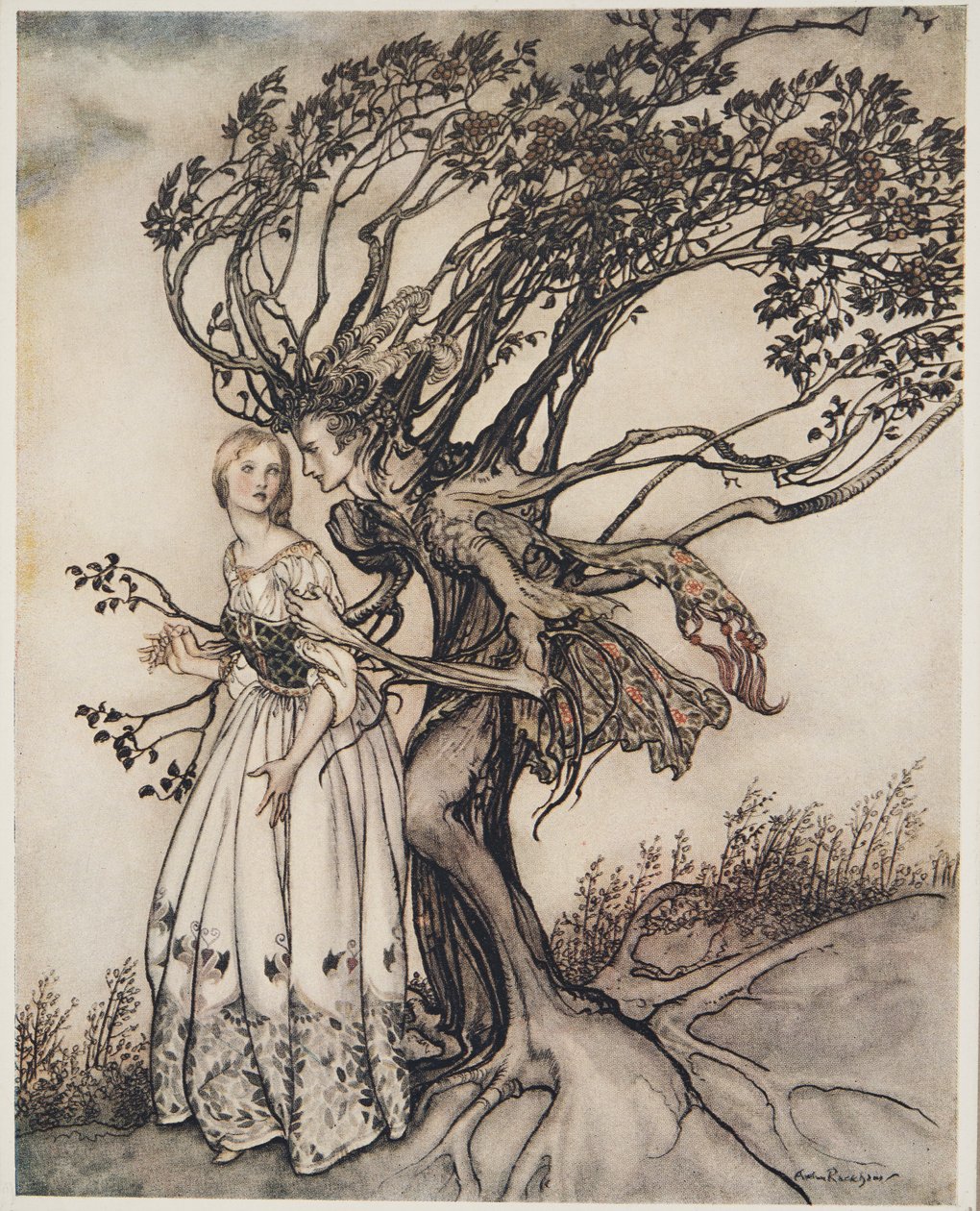 Az öregasszony az erdőben, a Little Brother & Little Sister és a Grimm testvérek egyéb meséiből, pub.1917 alkotó: Arthur Rackham