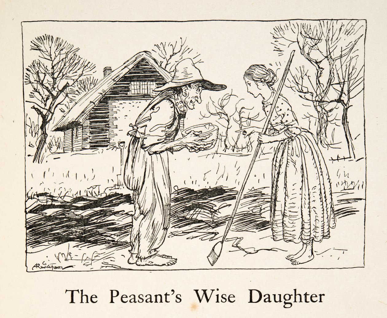 A paraszt bölcs lánya, a Little Brother & Little Sister és a Grimm testvérek egyéb meséiből, pub.1917 (litho) alkotó: Arthur Rackham