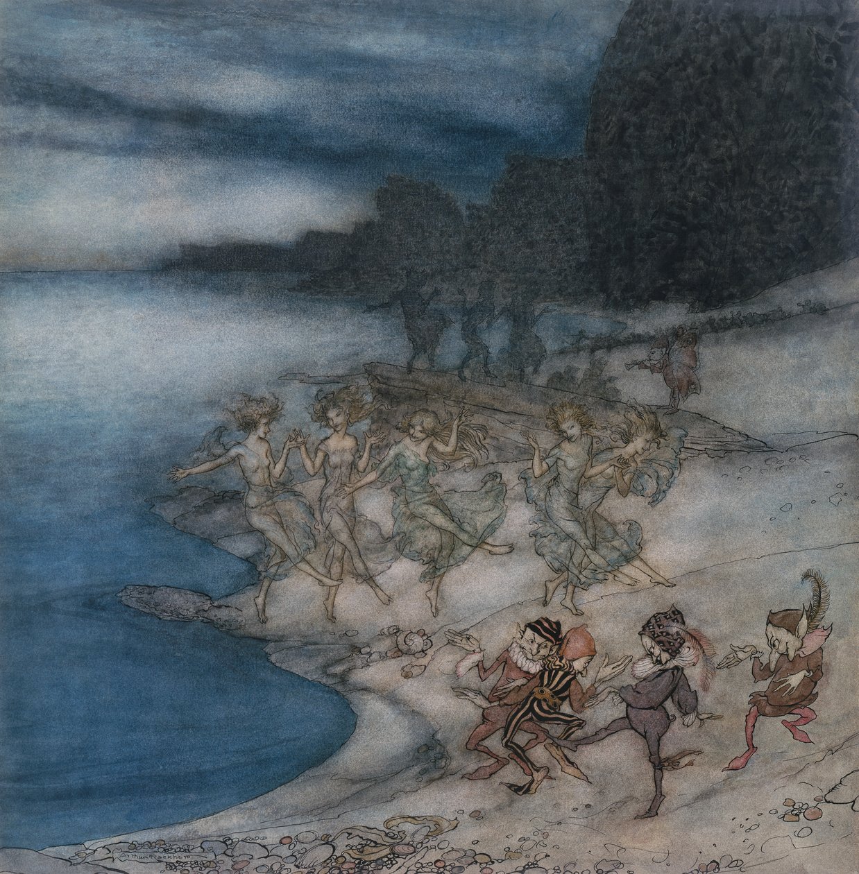 The Pert Fairies és The Dapper Elves (akvarell, toll és fekete tus) alkotó: Arthur Rackham