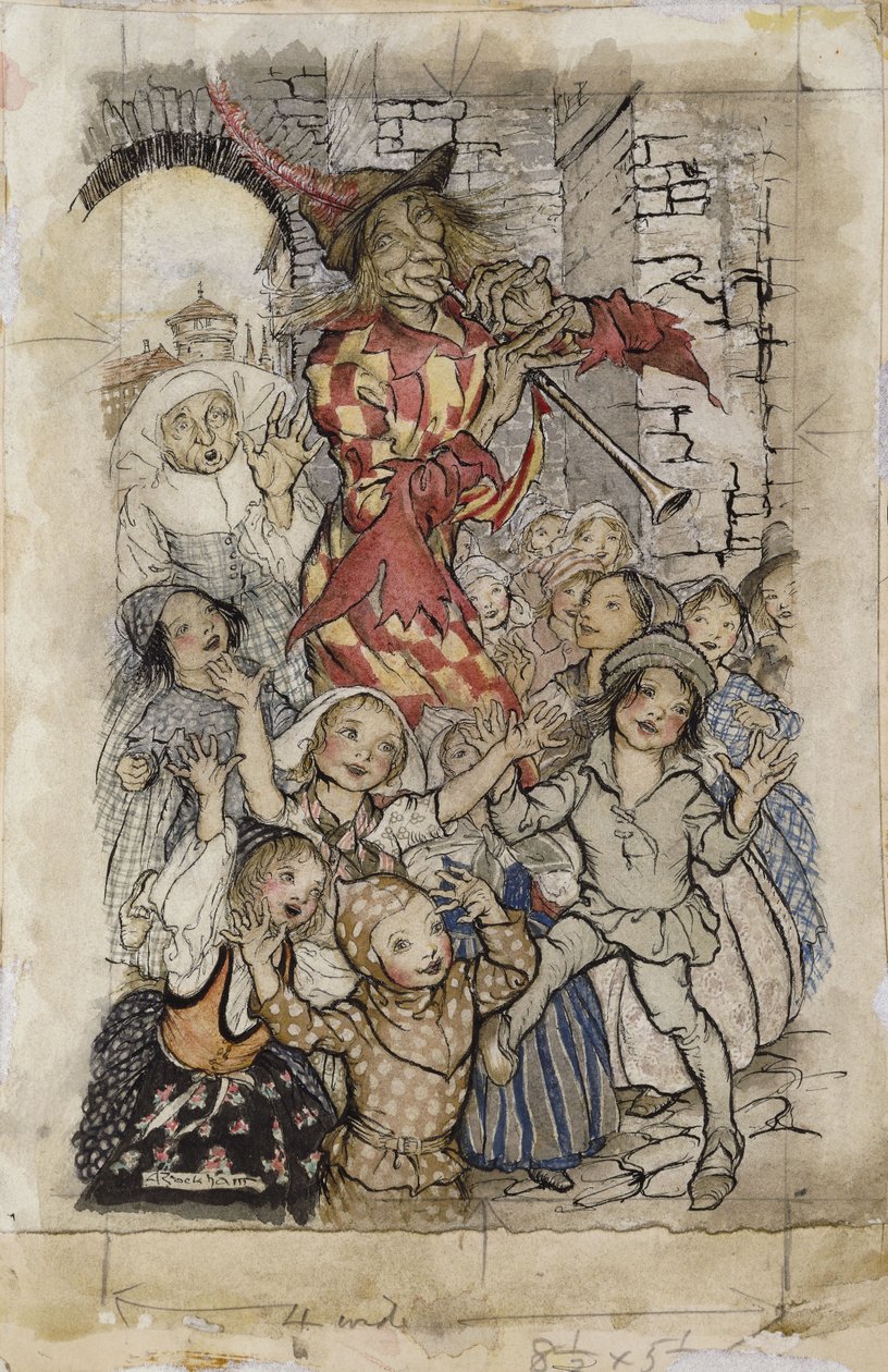 A pipás és a gyerekek, alkotó: Arthur Rackham