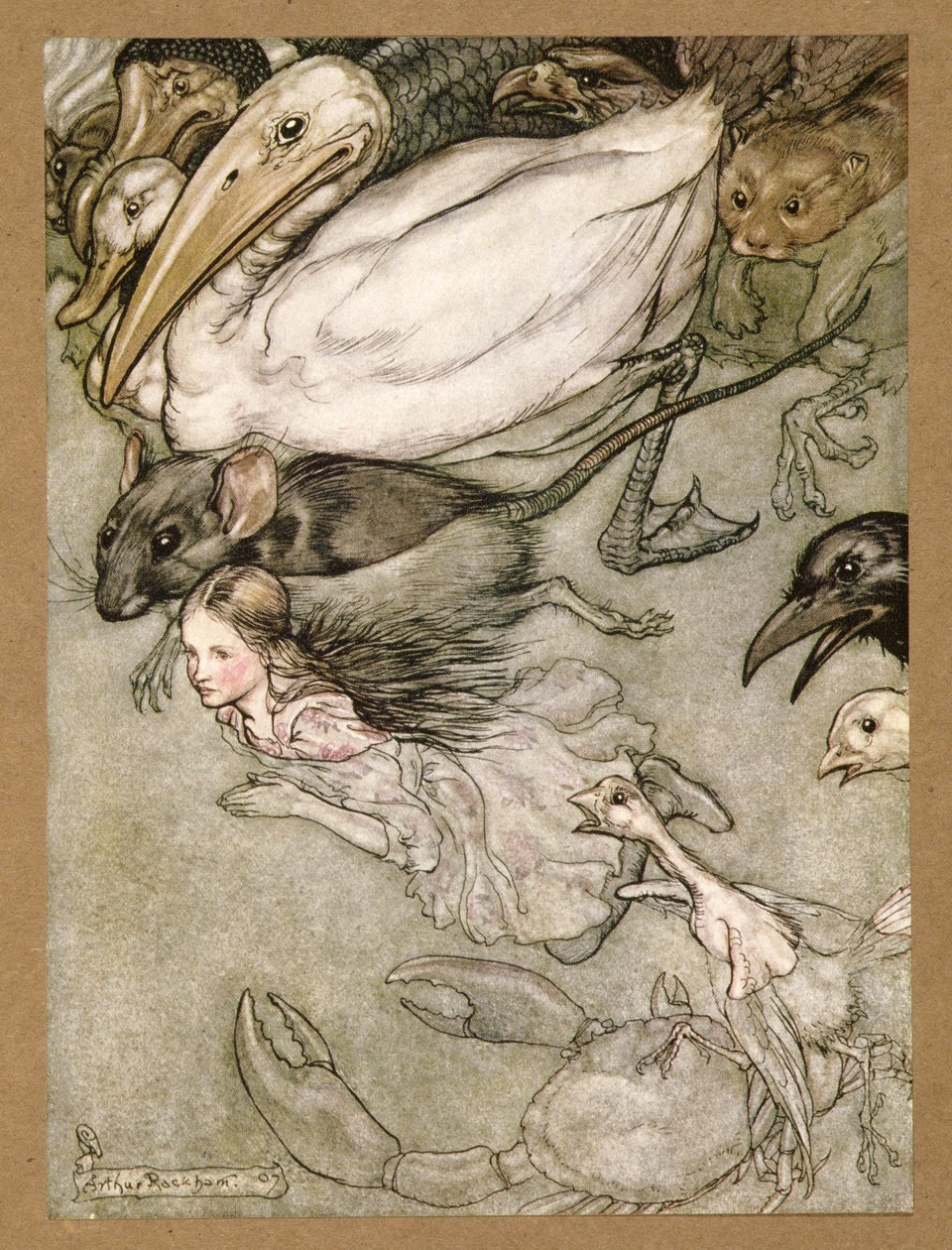 The Pool of Tears, Alice kalandjai csodaországban, Lewis Carroll, pub.1907 alkotó: Arthur Rackham