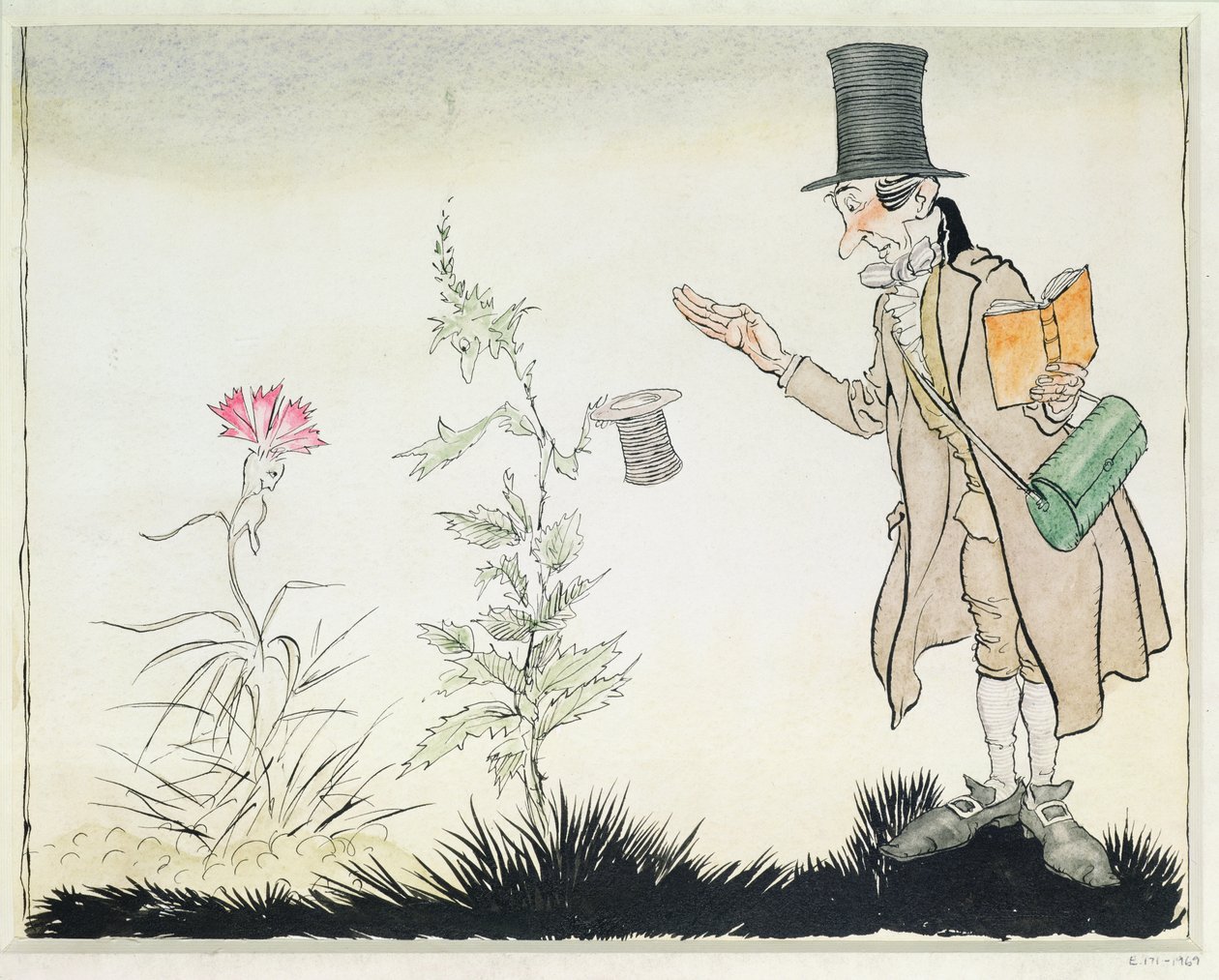 A professzor ki nem állhatja az ilyesmit, illusztrációja Hans Christian Andersen „Ada kis virágai” című művéből, 1932. alkotó: Arthur Rackham