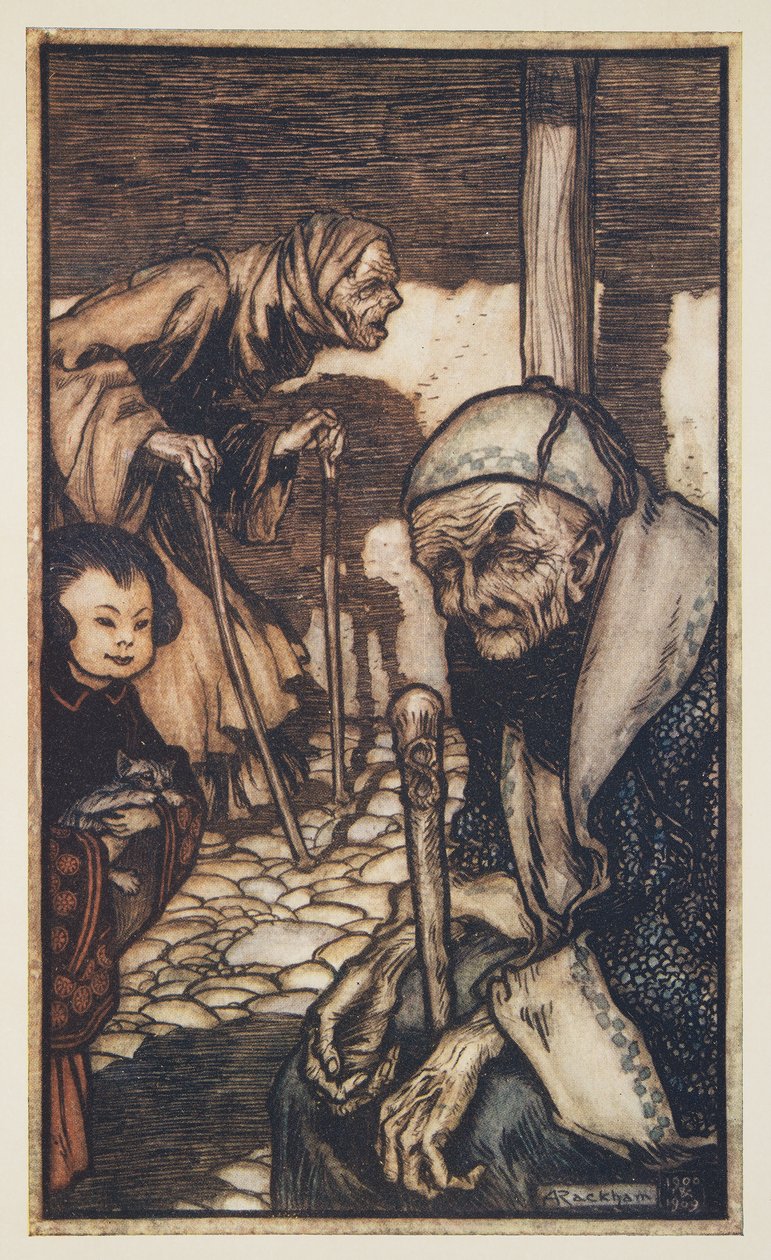 The Struldbrugs, Jonathan Swift (1667-1745) Gulliver utazásaiból, pub. 1909 (színes litó) alkotó: Arthur Rackham