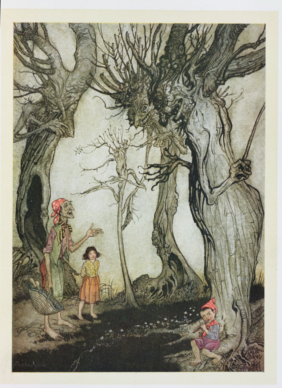 A fák és a fejsze, illusztráció Aesopus meséiből, kiadta Heinemann, 1912. alkotó: Arthur Rackham