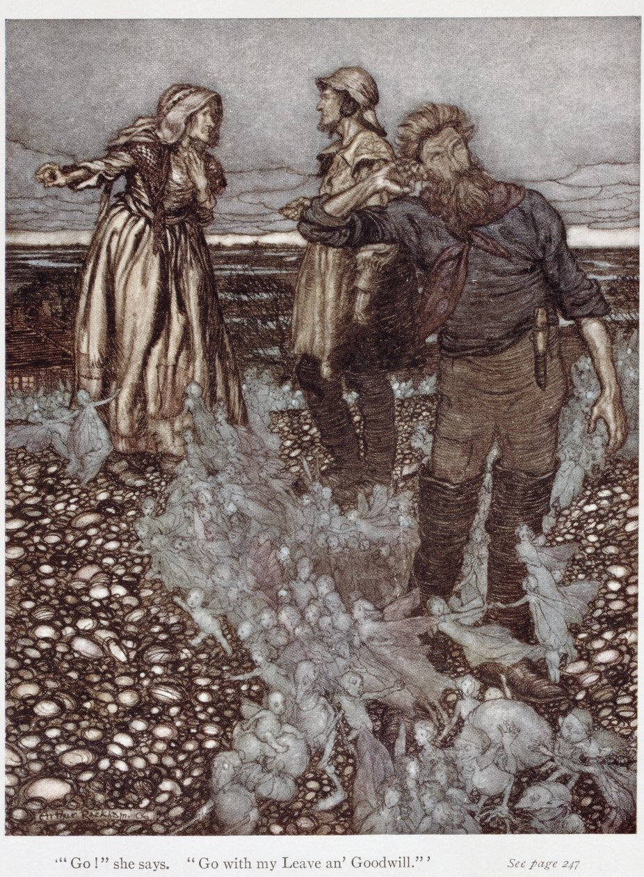 Az özvegy Whitgift és fiai, Rudyard Kipling (1865-1936) „Puck of Pook Hill” című művéből, 1906 (toll, tinta és akvarell papíron) alkotó: Arthur Rackham