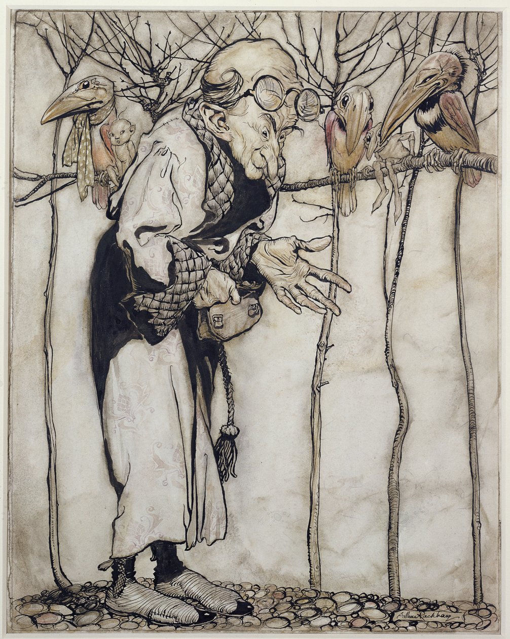 A varázsló, illusztráció az Arthur Rackhams Book of Picturesből, 1913-ban (toll, tinta és WC papíron) alkotó: Arthur Rackham