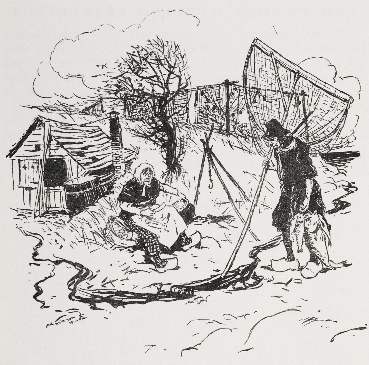 A halász és a felesége. alkotó: Arthur Rackham