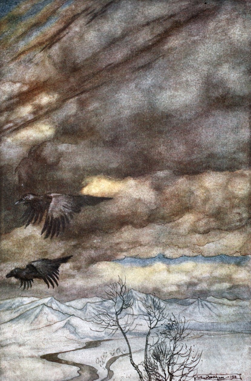 "Wotan hollói", 1924. alkotó: Arthur Rackham