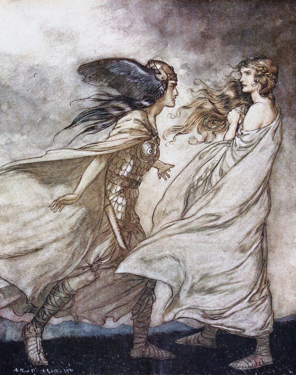 A gyűrű a kezeden. Illusztráció Siegfriedhez és Az istenek alkonyához, Richard Wagnertől, alkotó: Arthur Rackham