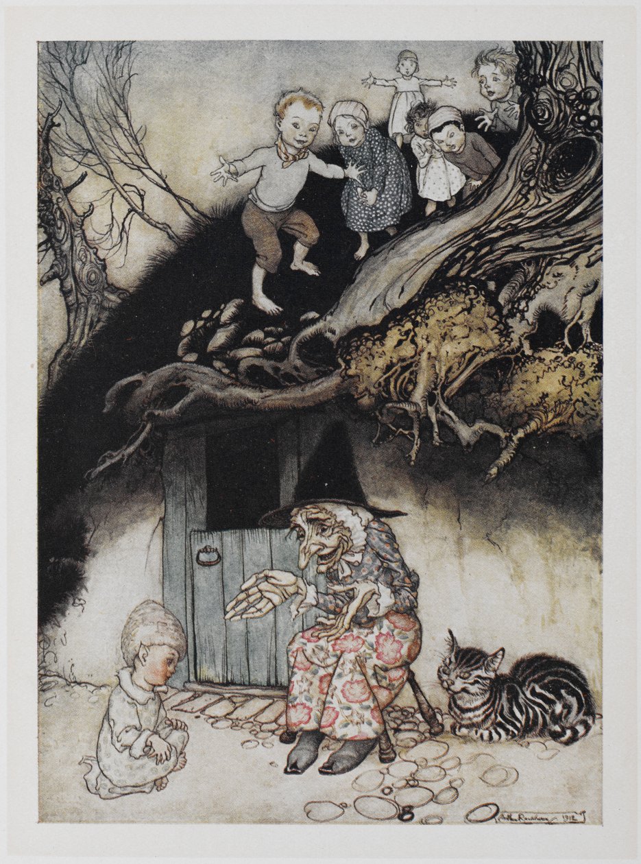Volt egy öregasszony, aki egy domb alatt lakott. alkotó: Arthur Rackham