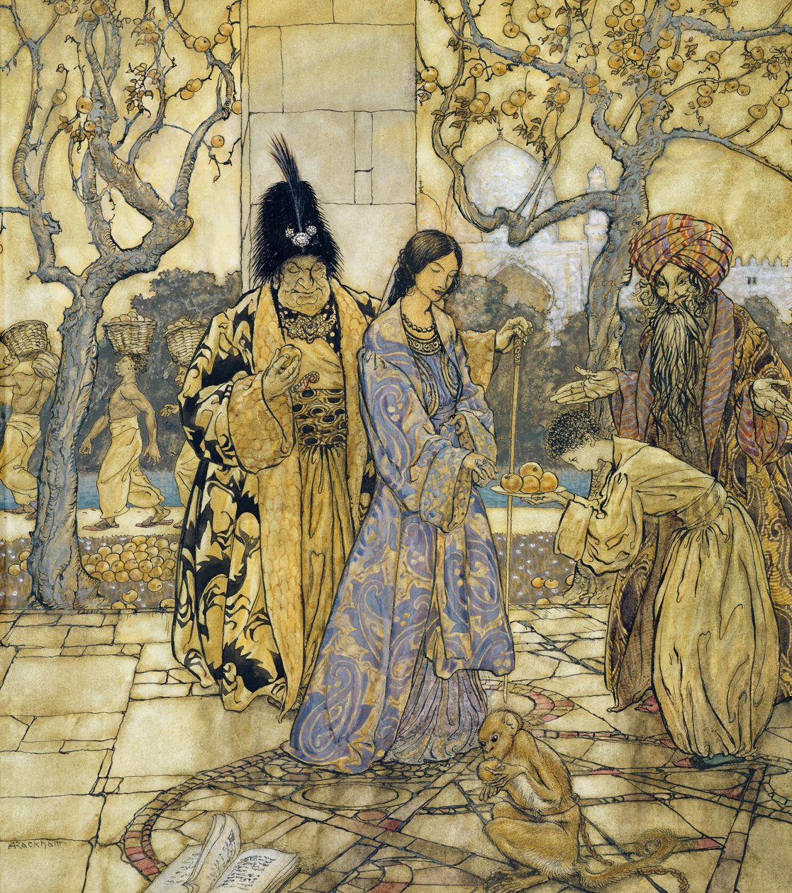 Aratták az Ahmeds Princely Hand számára, 1917 (wc tollal és tintával papíron) alkotó: Arthur Rackham