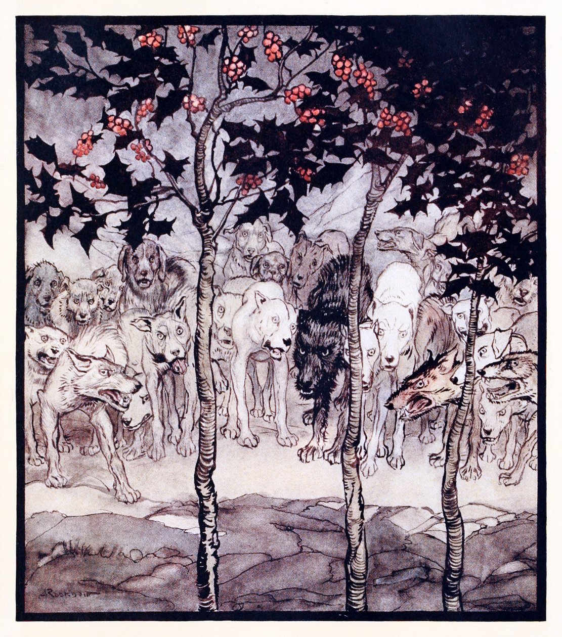 Kint álltak, tele vadsággal és rémülettel. Cesh Corran elvarázsolt barlangjából az ír tündérmesékben alkotó: Arthur Rackham