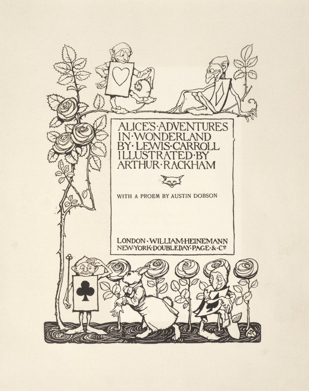 Címlap, Alices Adventures in Wonderland, szerző: Lewis Carroll, pub.1907 alkotó: Arthur Rackham