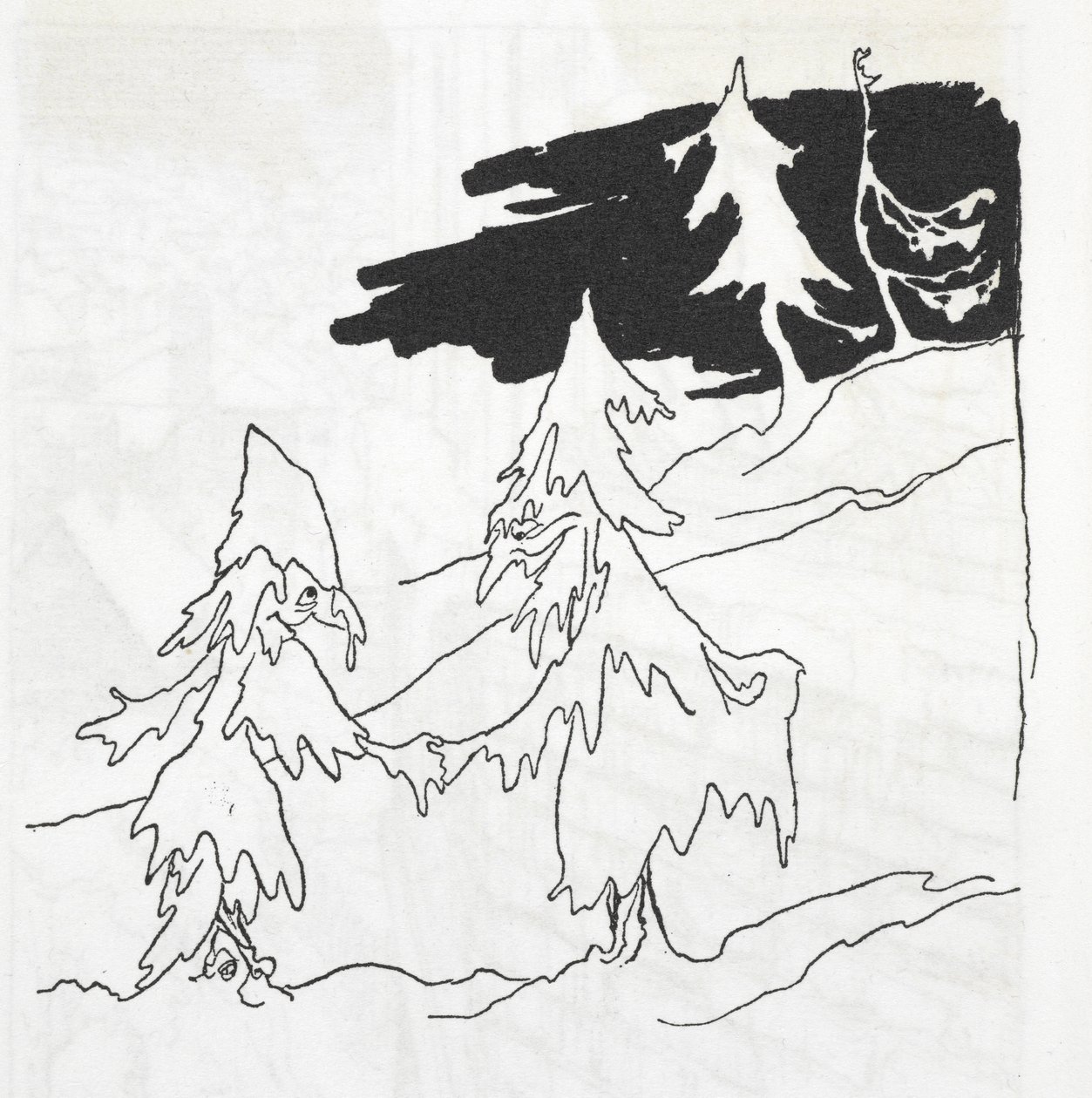 Két fa-ember kezet fog alkotó: Arthur Rackham