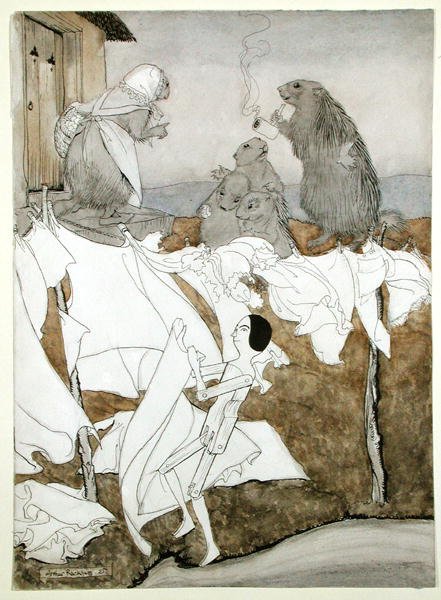 Undine, Friedrich de la Motte Fouque (1777-1843) „Undine” című tanulmánya, W. L. Courtney adaptációja, 1909-ben megjelent (toll és tinta ceruzával papíron) alkotó: Arthur Rackham
