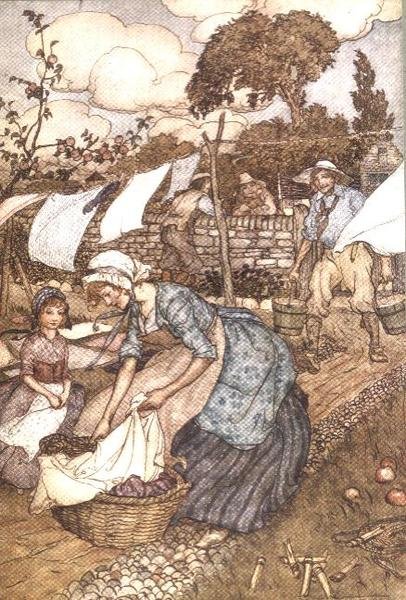 „Washing Day” Washington Irving (1783-1859) „Rip Van Winkle” című művéből alkotó: Arthur Rackham