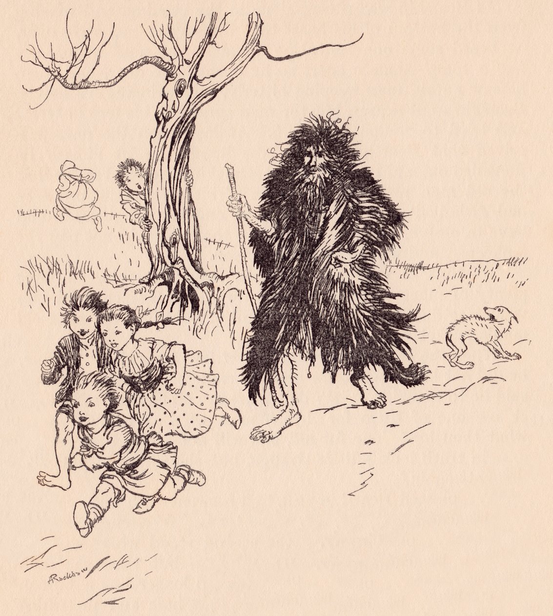Aki látta, elfutott. Illusztráció: Arthur Rackham a Grimm