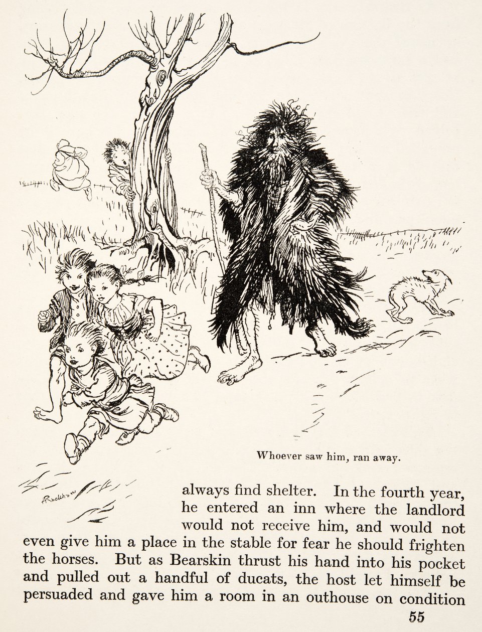 Aki látta, elfutott, a Little Brother & Little Sister és a Grimm testvérek más meséiből, pub.1917 (litho) alkotó: Arthur Rackham