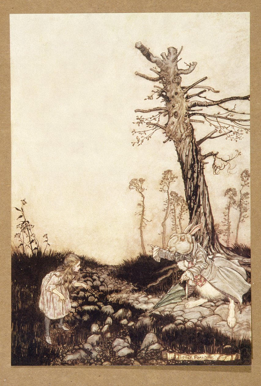 Miért Mary Ann, mit keresel itt?, az Alices Adventures in Wonderland-ből, Lewis Carroll, pub.1907 alkotó: Arthur Rackham