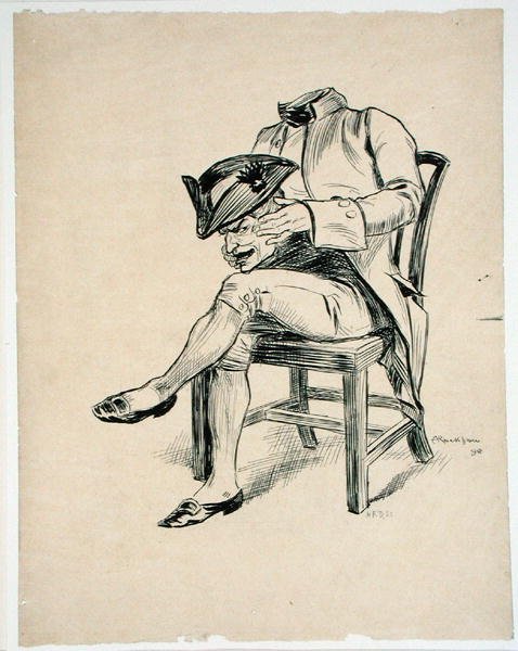 „Fejével az ölében”, illusztráció a „The Ingoldsby Legends, or Mirth and Marvels” című művéből, Thomas Ingoldsby 1898-ban megjelent (toll és tinta papíron) alkotó: Arthur Rackham
