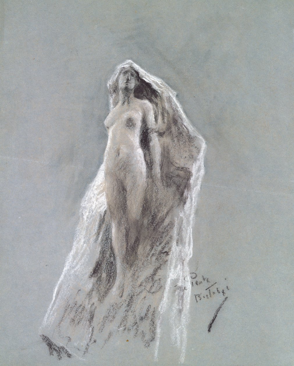 A csúcs szelleme, 1890 körül (pasztell kék papíron) alkotó: Arthur Wardle