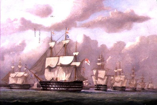 A Fehér Altengernagy megérkezik Spitheadre alkotó: Arthur Wellington Fowles