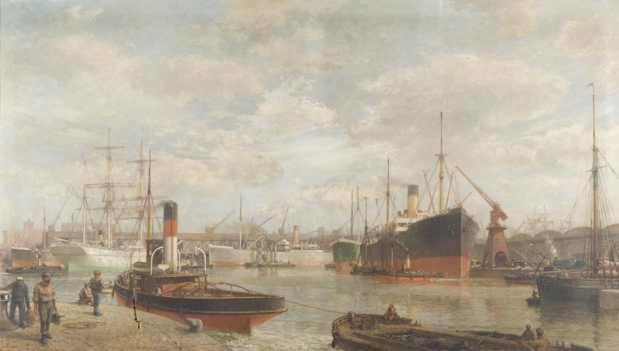 Pillantás 1920-ban a Royal Edward Dock-ból, Avonmouth alkotó: Arthur Wilde Parsons