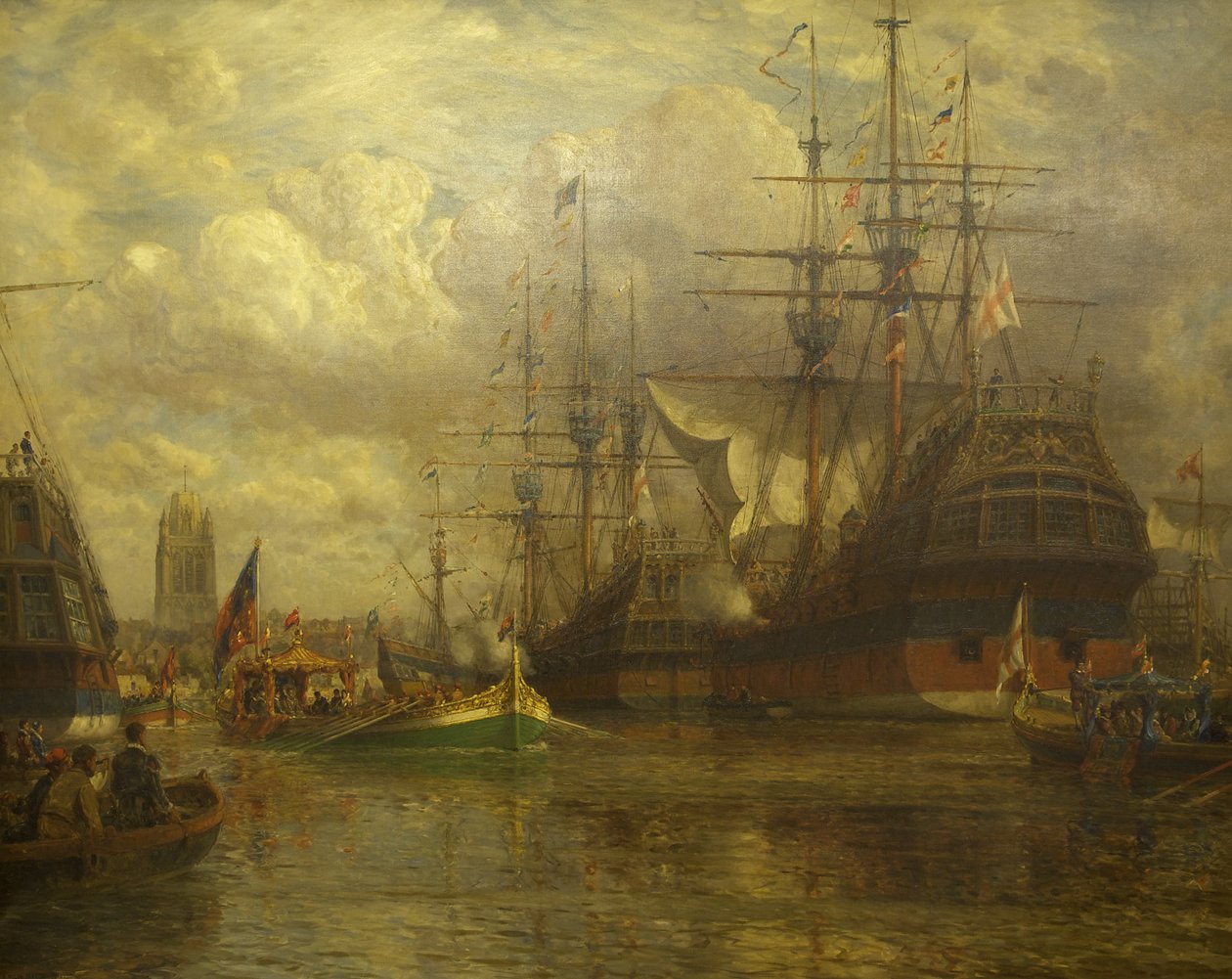 Erzsébet királynő átmegy az Avonon, hogy meglátogassa Hungroadot, 1574, 1916 alkotó: Arthur Wilde Parsons