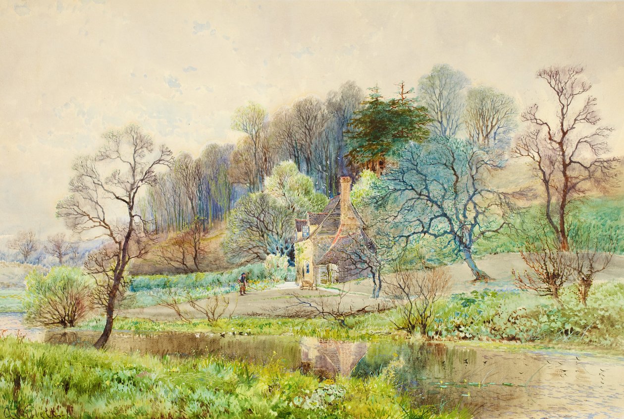 Egy erdei farm, Horsham, Sussex, 1880-1900 körül alkotó: Arthur Willett