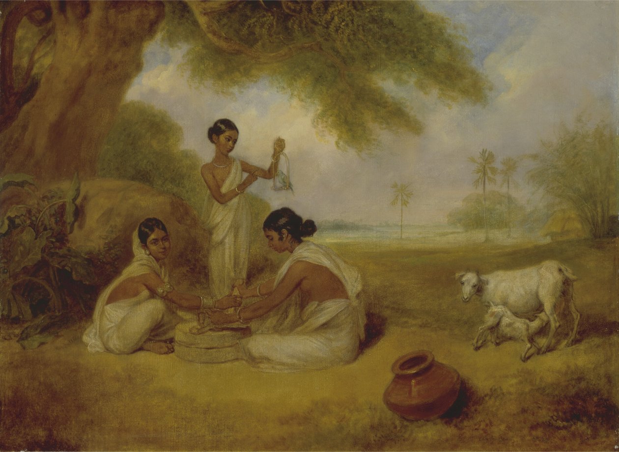 Grinding Corn, 1792-95 körül (olaj, vászon) alkotó: Arthur William Devis