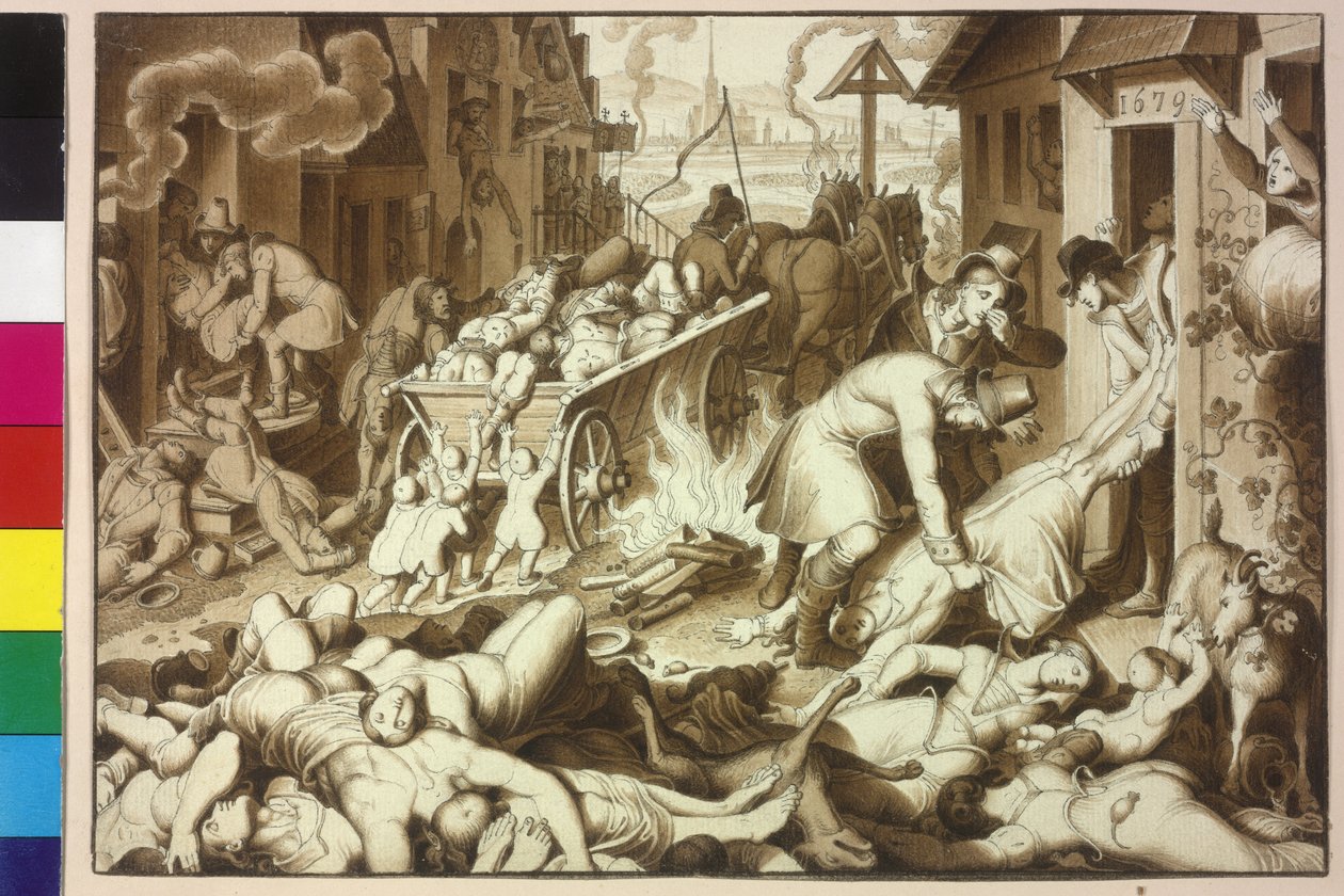1679 meghal Bécsben január-november 122.849 ember a nagy pestisjárványban alkotó: Artist Unknown