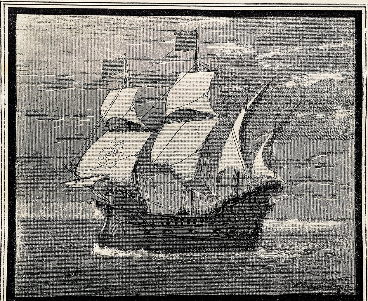 16. századi spanyol gálya. Metszet. SPANYOLORSZÁG. ARAGON. Zaragoza. Általános Katonai Akadémia alkotó: Artist Unknown
