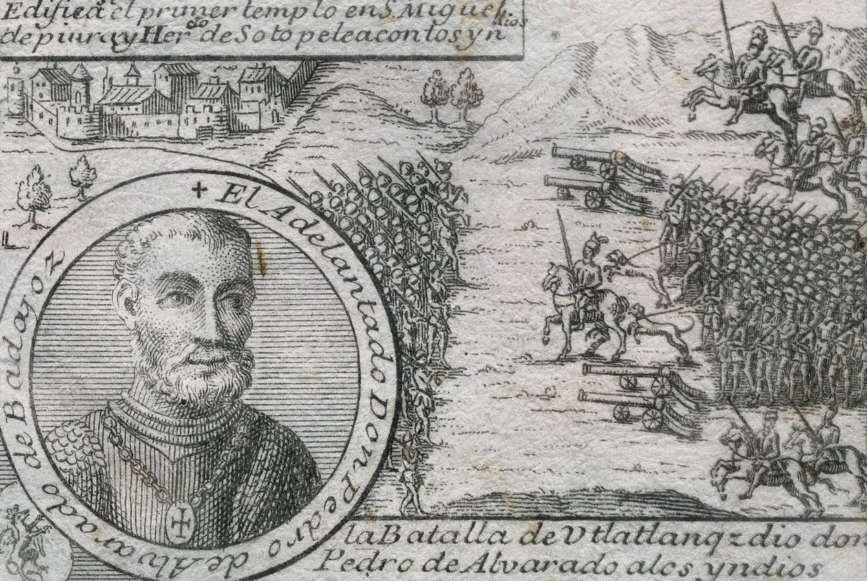 ALVARADO, Pedro de (1485-1541). Spanyol hódító és Guatemala kormányzója. Ulatlangai csata alkotó: Artist Unknown