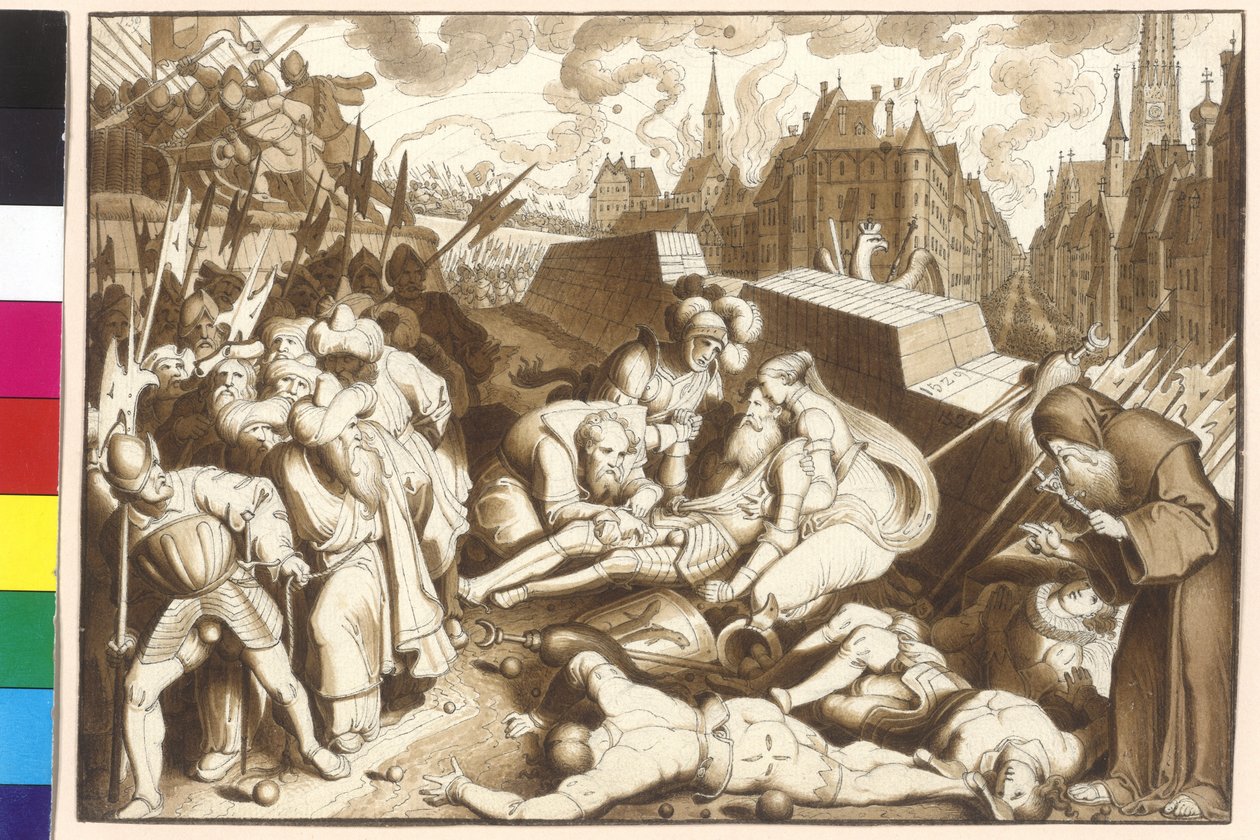 Az első török ostrom során parancsnokká váló Niklas lazac gróf Kaerntnertor (Karintiai kapu) halálos csapást szenvedett. alkotó: Artist Unknown