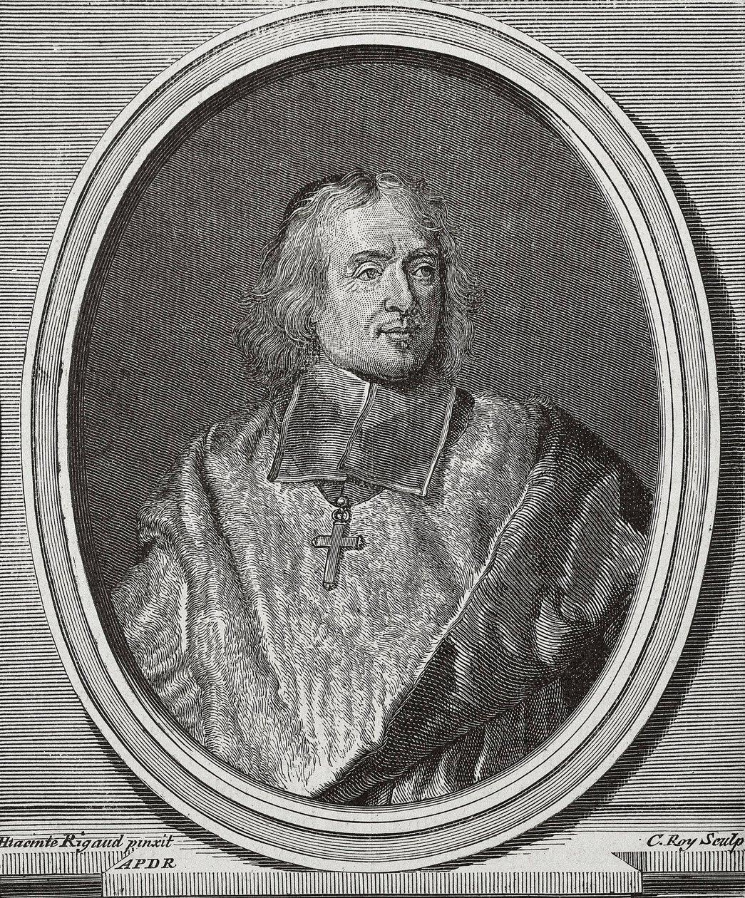 BOSSUET, Jacques-Benigne (1627-1704). Angol teológus és püspök. Portré másolat Hyacinthe Rigaud eredetijéről. Metszet alkotó: Artist Unknown