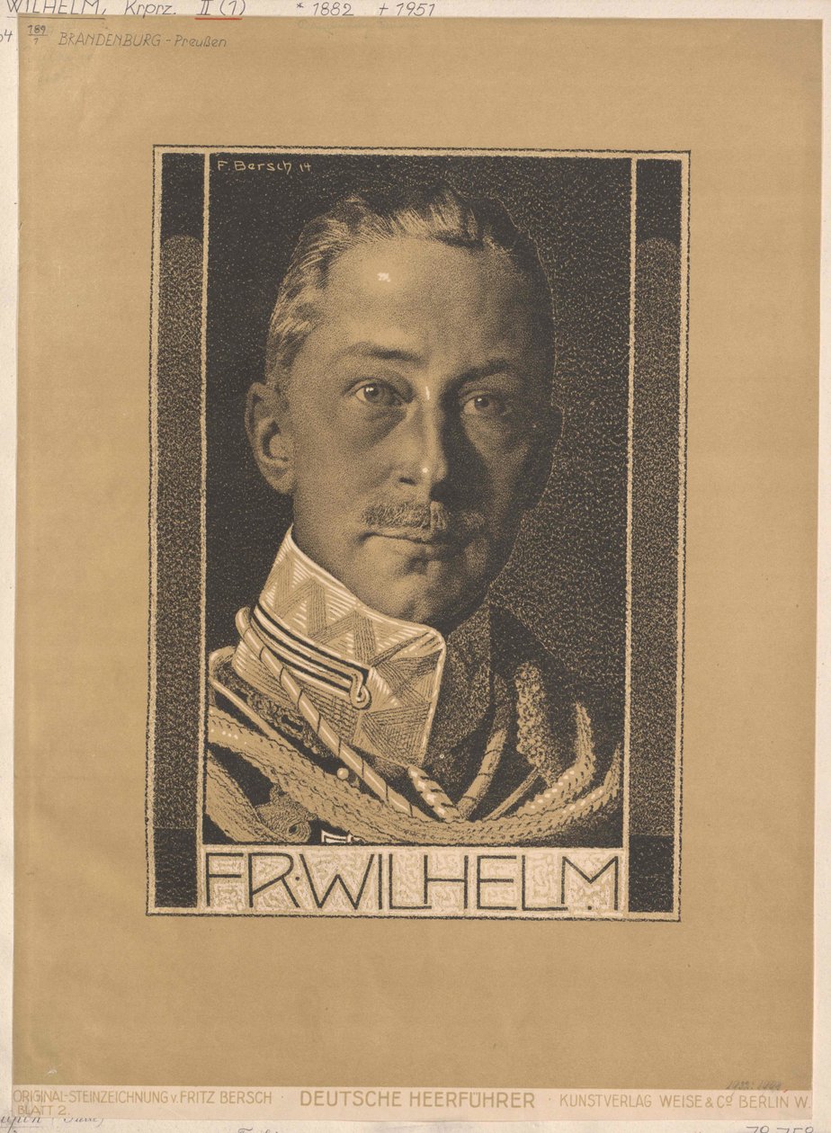 Vilmos, a Német Birodalom és Poroszország trónörököse (nyomtatás) alkotó: Artist Unknown