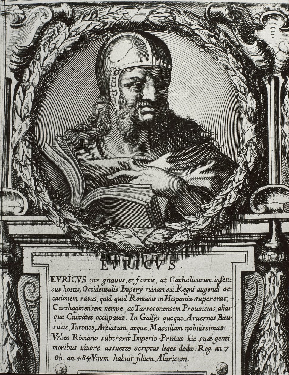 EURIC (420-484). A vizigótok királya (466-484). Metszet. alkotó: Artist Unknown