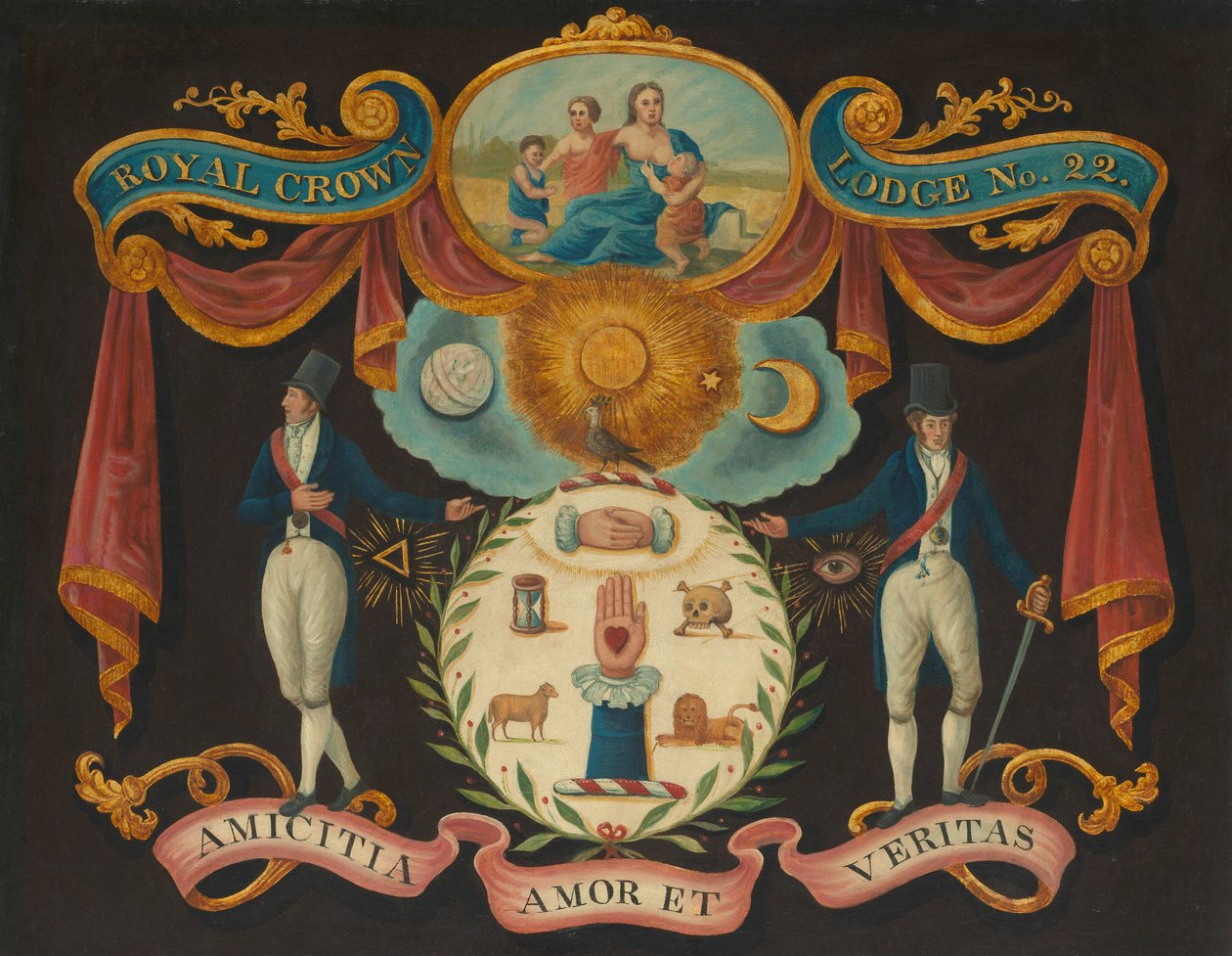 A 22. számú Királyi Korona páholy emblémái alkotó: Artist Unknown