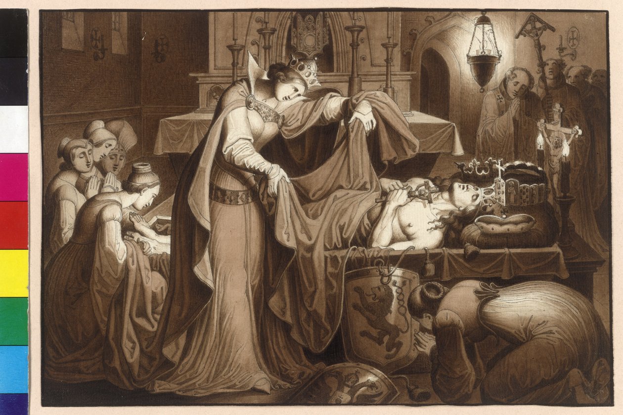 Anna császárné a skót kolostorban feküdt halott teste Ottokár király halotti lepelbe burkolva. alkotó: Artist Unknown