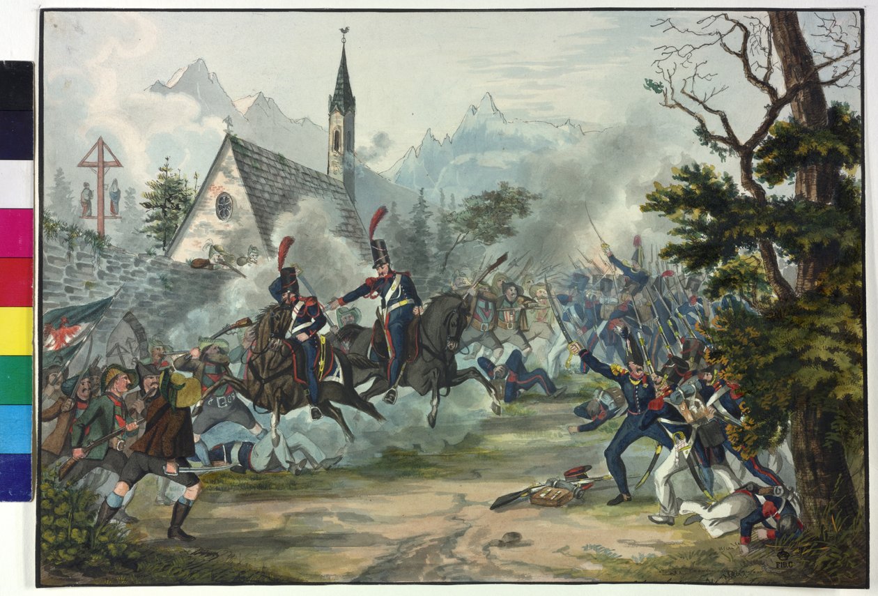 Harc francia katonák és tiroli parasztok között alkotó: Artist Unknown