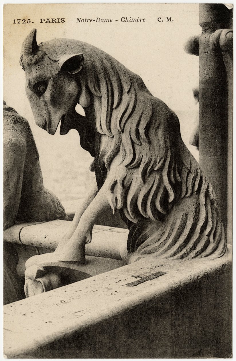 Az 1163 és a 14. század között épült Notre Dame de Paris katedrális vízköpője vagy harangja - Képeslap, Selva gyűjteménye alkotó: Artist Unknown