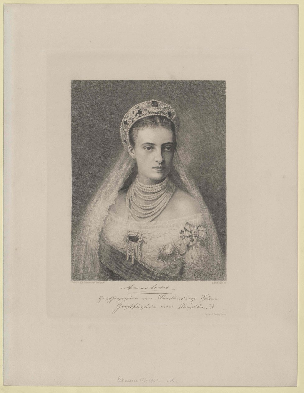 Anasztaszija Mihajlovna orosz nagyhercegnő alkotó: Artist Unknown