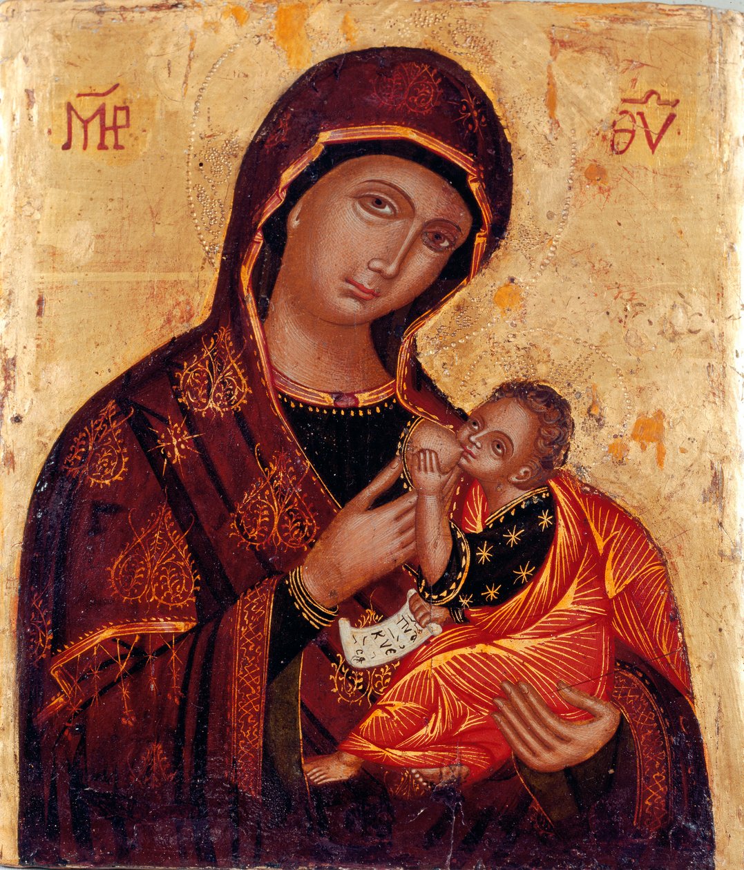 Ikon: "Szűz és gyermeke" Névtelen fafestmény. Santa Maria delle Grazie al Trionfale templom, Róma. alkotó: Artist Unknown